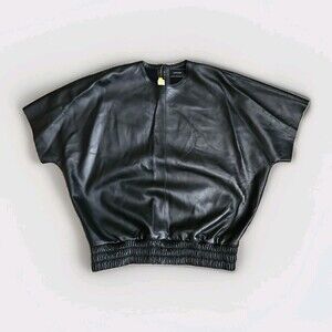 NWT Longchamp x Emotionally Unavailable Black Leather Lamb Sweatshirt Medium